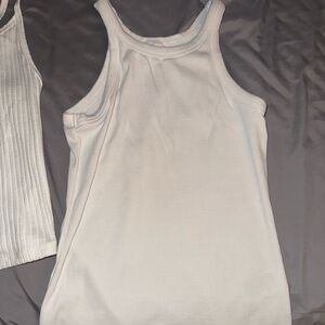 H&M White Fitted Sleeveless Tank Top